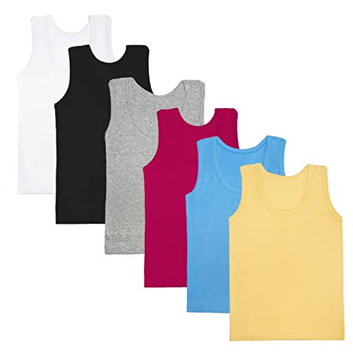 Image of Phedrew 6 Pcs Kids Soft Undershirt Tank Tops Cotton Undershirt Sleeveless Shirts for Girls Boys Unisex