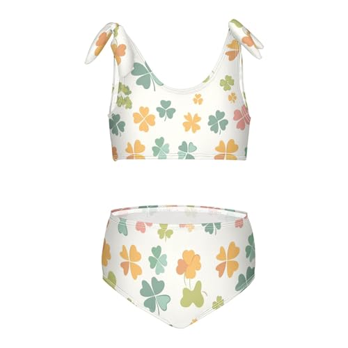 Colorful Shamrock Girls Two Piece Kids Bikini Set Beach Swimsuits Swimming Suits Adjustable Shoulder Strap - Main Image