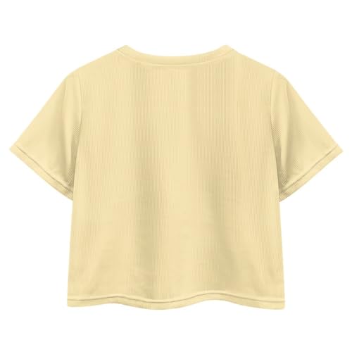 Image of Girls Fashion Crewneck Tee Shirts Casual Short Sleeve Crop Top Summer Outfits 5-14 Years Old