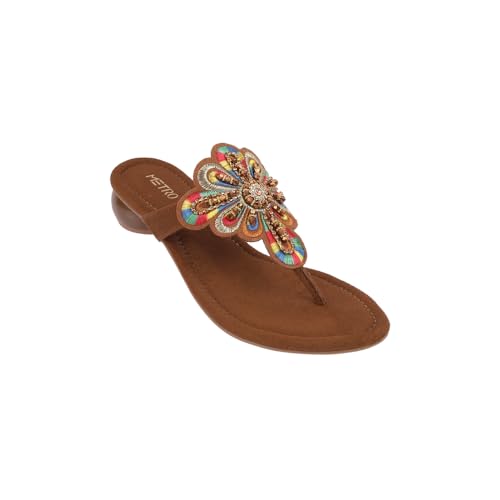 Image of Metro Women Fashion /Ethnic Embroidered Heel Slip-on Sandal