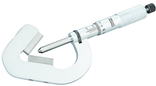 Starrett 483MXRL-25 V-Amboss-Mikrometer, Ratschenanschlag, Kontermutter, Hartmetallflächen, 2–25 mm Bereich, 0,01 mm Teilung, misst 3 Rillen, konische Spindel