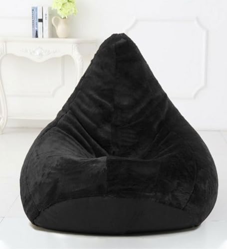 Image of Premium and Luxurious Fur Bean Bag Sofa Chair (Without Beans) Bean Bag Cover Without Beans. for Kids and Adults XXXL (Black Fur + 3XL)