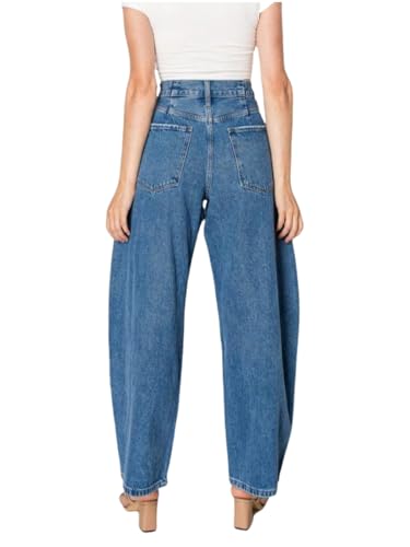 ONESO Womens Barrel Jeans Comfy Mid Rise Barrel Baggy Jeans Y2K Boyfriend Loose Balloons Jean Plus Size Relax Fit2