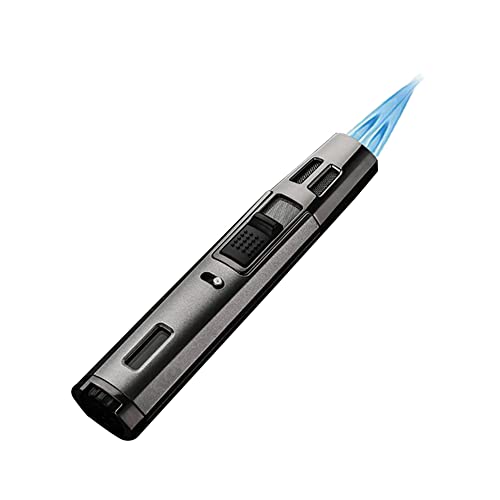 Honest Cigar Cigarette Lighter Jet Torch Dual Blue Flame, Creative Refillable Butane Gas Ajustable Flame Torch