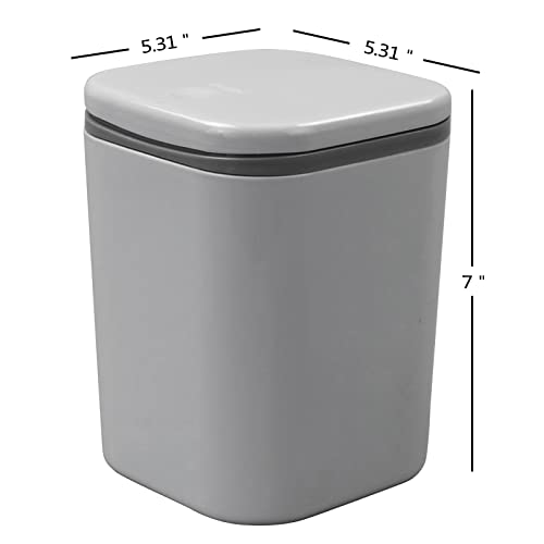 Bote de basura pequeño plástico 0.5 gal gris con tapa miniatura 2
