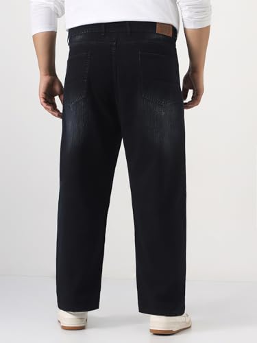 Image of Urbano Plus Men's Loose Baggy Fit Washed Denim Jeans Non-Stretchable