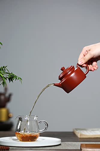 Image of Yixing Clay Teapot 7oz Chinese Zisha Tea Pot Dahongpao Mud Kungfu Tea Set for Brewing Loose Tea (Dezhong, Red)