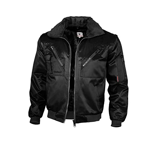 QUALITEX Chaqueta de piloto 4 en 1, cuello y mangas desmontables, todo el año, hombre, color negro, tamaño xxxx-large Cover