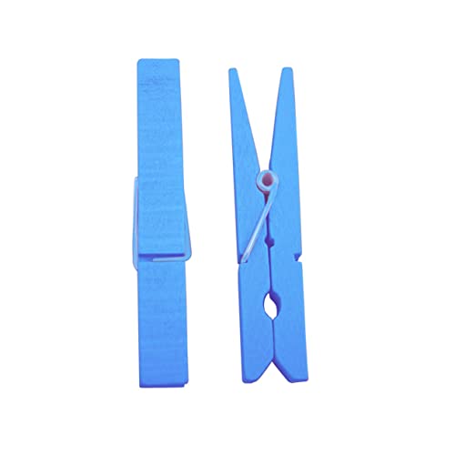 LIFKICH 30Pcs Sky Blue Wooden Clothespins Clothes Pegs for Hanging Laundry Crafts and More for Outdoor Use and Home Organization