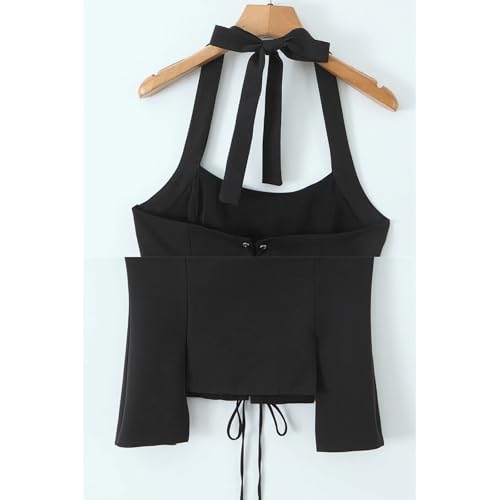 Haut dos nu à col en U esmen avec camisole asymétrique ajustée - 2
