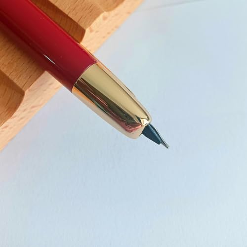 Image of GOLD LEAF Jinhao 20 Press Retractable Fountain Pen - Fine Nib with Converter - Plastic Body & Metal Clip - Multiple Colors - Smooth Writing Pen (No Ink Included) (Red (Gold Clip))
