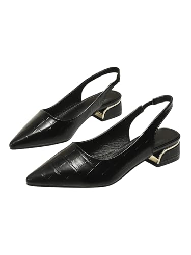 Floerns Women's Crocodile Slingback Flats Pointed Toe Slip on Dressy Shoes