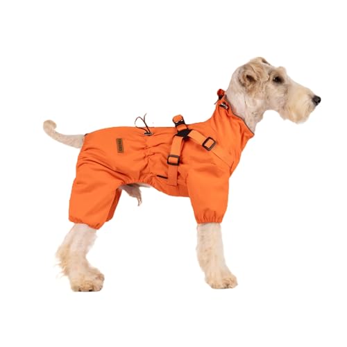BT Bear Dog Harness Raincoat,Adjustable 4 Legs Dog Jacket with Harness Reflective Jumpsuit Waterproof Coat for Small Dogs,Orange L - Image 2