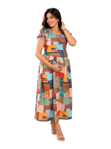 Image of RITIJYA Zipless Feeding Kurta Dress for Women | Maternity Nursing Kurti, No-Zip Easy Access | Extra Pleats Pre to Post Pregnancy | Quick-Dry Fabric | S-4XL
