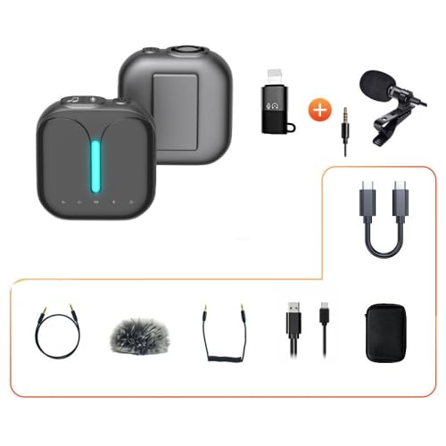 ELECTROPRIME Compatiable for Outdoor Professional Noise-Cancelling Wireless Lavalier Microphone Type-C+Apple Adapter+External Microphone ELECTROPRIME Compatiable for Outdoor Professional Noise-Cancelling Wireless Lavalier Microphone Type-C+Apple Adapter+External Microphone