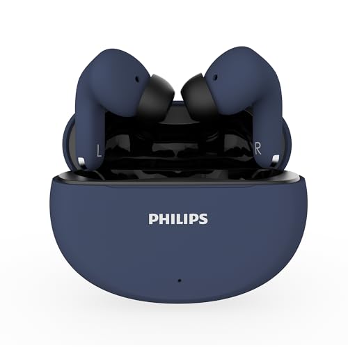 Image of Philips TAT1269 Bluetooth Truly Wireless in Ear Earbuds with mic, 13mm Drivers, Bluetooth 5.4, 40H Playtime, IPX5, Fast Charging, Touch Controls, Voice Assistant, Mono Mode, LED Indicator(Cosmic Blue)