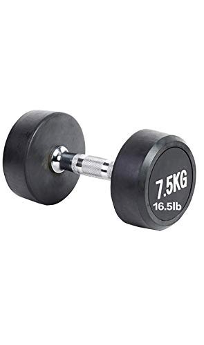 Guanghui Round Dumbbell Gym Dumbbells with Metal Handles Rubber Encased Dumbbell, for Strength Trainingï¼Œ Single (7.5)