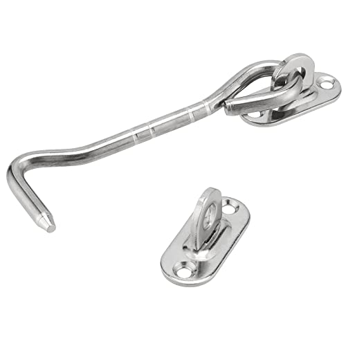 MANCHAP 6 Pack 100mm/4 Inch Cabin Hook and Eye Catch, Stainless Steel Gate Catch Hook, Privacy Hook and Eye Latch Barn Door Latch with Screws for Gate Shed Window, Silver - Image 4