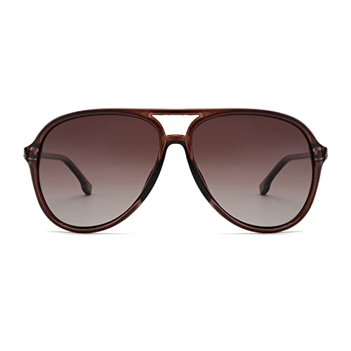 OUWEN Retro Polarized Aviator Sunglasses Womens Mens, Vintage Flexible 70s Stylish Classic Shades Sun Glasses OW2201