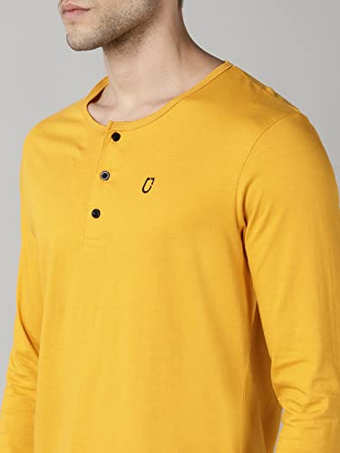 Image of Urbano Fashion Men's Solid Henley Neck Slim Fit Full Sleeve Cotton T-Shirt