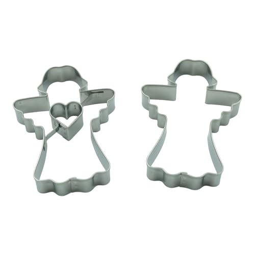 BekkiB - Lot de 2 emporte-pièces « ange » – Emporte-pièce & emporte-pièce Linzer en acier inoxydable – Pour la cuisson des biscuits – 8266