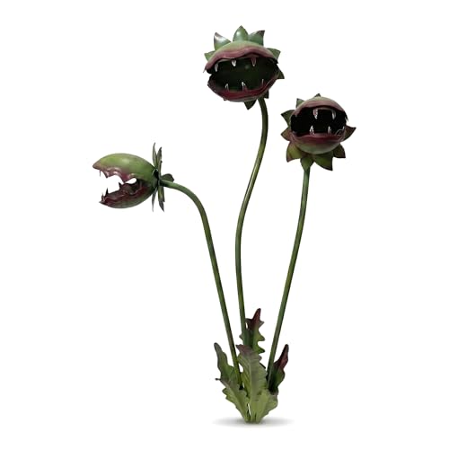 Whimsical Carnivorous Plant Garden Sculpture Large Venus Flytrap Monster Metal Garden Stake New for 2026 Outdoor Patio Lawn Planter Decor (Red & Green)