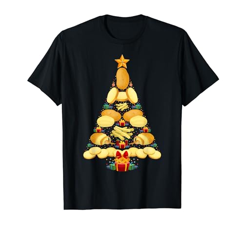 Potatoes Christmas Tree Lights Vegetable Potatoes Lover Xmas t-shirt, Preto, S