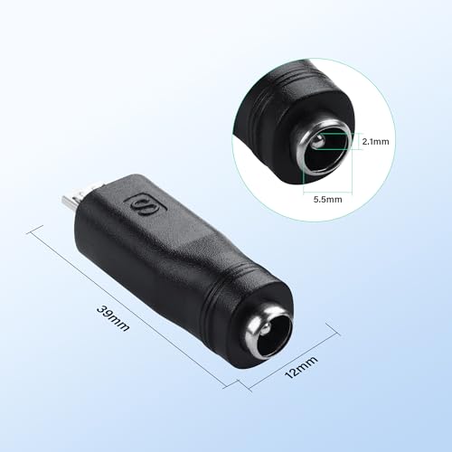 SinLoon 5 PCS USB Micro a DC Adaptador 5.5 x 2.1mm miniatura 6