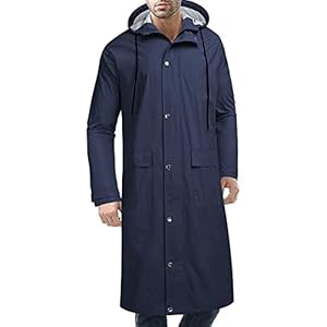 COOFANDY Men’s Rain Jacket with Hood Waterproof Lightweight Active Long Raincoat