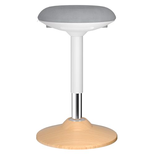 Image of Wobble Stool for Standing Desk,19.7 inch-27.5 inch Height Adjustable,LightWood | ERGO COLLECT Anti-Fatigue Active Stool,Upgraded Non-Slip Base&Full Swivel,Widened Cushion,440lbs Capacity,for Home Office
