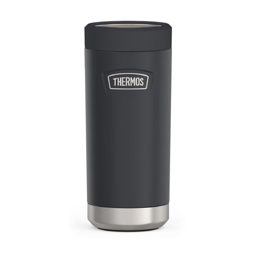 THERMOS ICON SERIES, Slim Beverage Can Insulator - 12 Ounce, Granite - Vacuum Insulated Stainless...