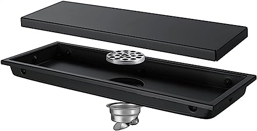Drain de douche linéaire noir 30x8 cm avec système de désodorisation anti-odeur - 4
