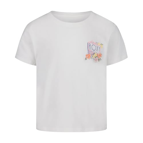 Image of Roxy Girls' Short Sleeve Boyfriend Fit Logo Tee, Crew Neck Graphic T-Shirt, Soft & Comfortable