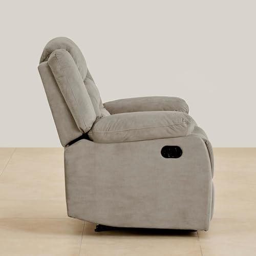 Image of Home Centre | Cairo NXT 1-Seater Fabric Recliner | Recliner Sofa for Living Room | Solid Wood | Beige | 2 Year Warranty