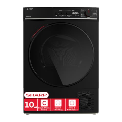 SHARP KD-WNHB0S9GMC-DE Wäschetrockner, 10kg, C, WiFi, 15 Trockenprogramme inkl. 20-Minuten-Schnelltrockenprogramm, Matt Schwarz