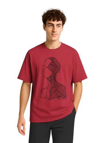 Image of BULLMER Trendy Half Sleeve Oversized Cotton Blend Crew Neck Tshirt for Men