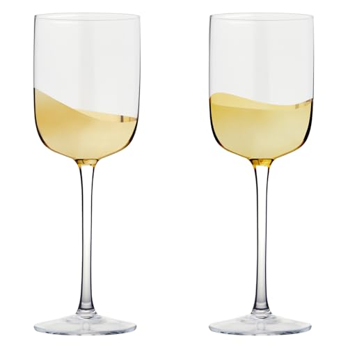 Wave-Handmade-Wine-Glasses-Perfect-for-Red-Wine-White-Wine-Water-or-Beverages-135-oz-Gold-Set-of-2-Elegant-Wine-Glasses Wave Handmade Wine Glasses Perfect for Red Wine White Wine Water or Beverages 135 oz Gold Set of 2 Elegant Wine Glasses
