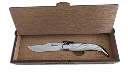 Navaja Teja Nacar 8,5 cm. Modelo Albacete Personalizada con tu Nombre. ALBAINOX