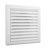 Vents 4 inch - 100 mm Square White Louvered Wall Ventilation Grille with Mesh for Extractor Loft Fan Bathroom Pipe Cover for Wall Ceiling Bedroom Living Room – Duct Extractor Grill