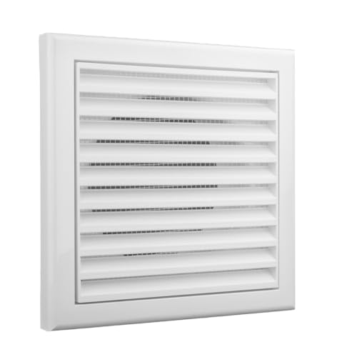 Vents 4 inch - 100 mm Square White Louvered Wall Ventilation Grille with Mesh for Extractor Loft Fan Bathroom Pipe Cover for Wall Ceiling Bedroom Living Room – Duct Extractor Grill
