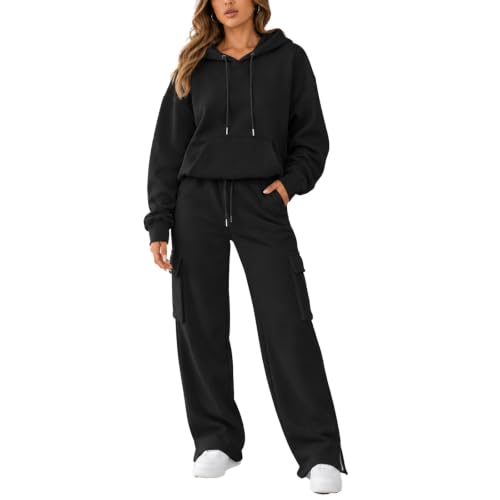 Men Sweatsuits Sets Fall Winter Sweatshirt And Wide Leg Cargo Sweatpants - image 6