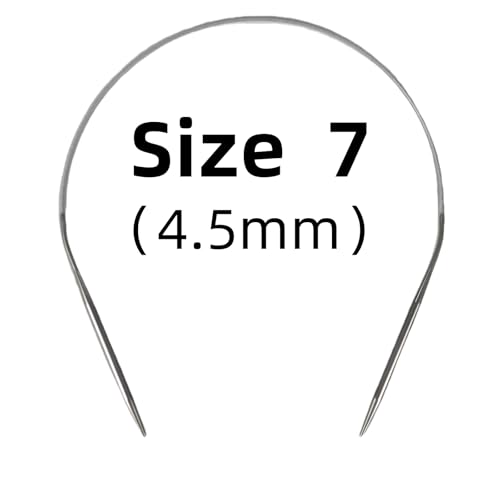 Image of Size 7 Stainless Steel Circular Knitting Needles 16 Inch 4.5 mm Set Round Metal (Silver, 16 inch-7-(4.5mm))