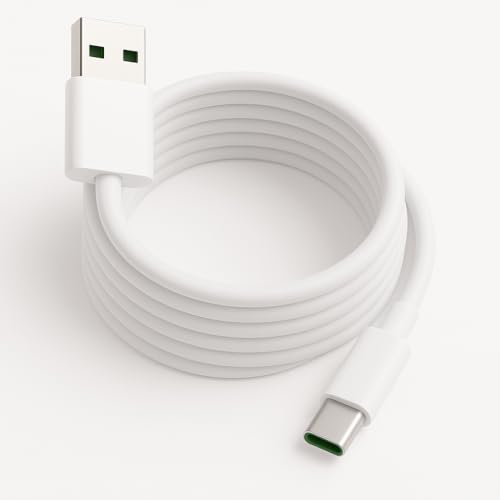 Image of Original SuperVOOC USB A to Type C Charging & Data Cable Compatible with Oppo F19 Pro+, F21 Pro, Reno 6, 7, 8,A74, A96, 7,7T,7 Pro,7T Pro,8,8T,9,9R,9RT,10R (3+3 Month Warranty) (OPO-CBL)