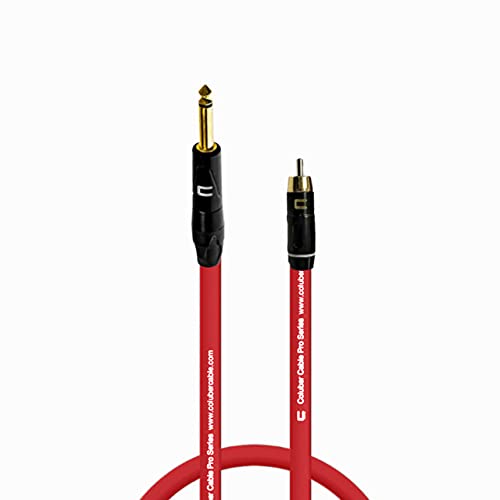 COLUBER CABLE 1/4" TS Male to RCA Male - 1 Feet - Red - Pro 3-Pin Microphone Connector for Powered Speakers, Audio Interface or Mixer for Live
