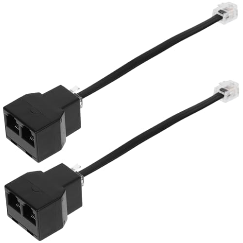 Mikikit 2Pcs Telephone Splitter Adapter PC Phone Cable Connector for Landline Stylish Design for Reliable Communication Versatile Compatibility with Various Devices
