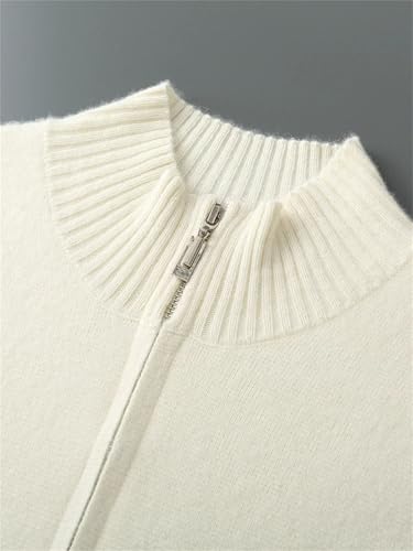 Men Loose Casual Mock Neck Cardigans Stand Collar Cashmere Cardigan Thick Open Front Sweater2