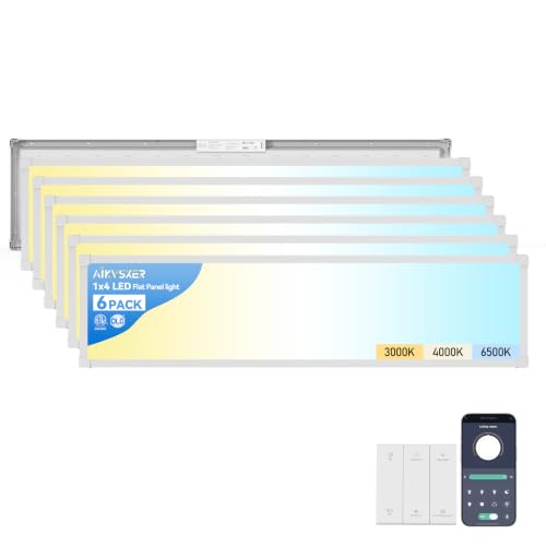 Image of AIKVSXER 1x4 LED Flat Panel Light Surface Mount, 2.4G Switch & App, 6 Pack