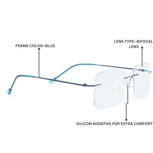 Image of Redex Rimless Rectangel Bifocal Reading Glasses Anti Glare Protection For Unisex Power Available 0.50 0.75 1.00 1.25 1.50 1.75 2.00 2.25 2.50 2.75 3.00