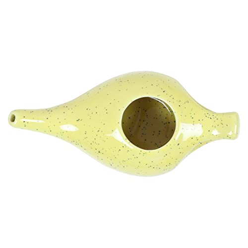 Image of Leak Proof Durable Porcelain Ceramic Neti Pot 220 ML for Natural Nasal Cleansing | Natural Treatment for Sinus, Infection and Congestion Microwave and Dishwasher Friendly (Yellow Matt)