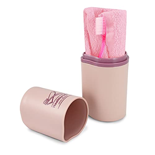 Porta Escova Creme Dental Organizador Viagem Mala Banheiro Cor:Rosa
